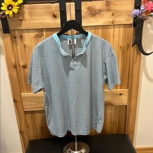 Spirit Polo with Light Blue and Gray Stripes